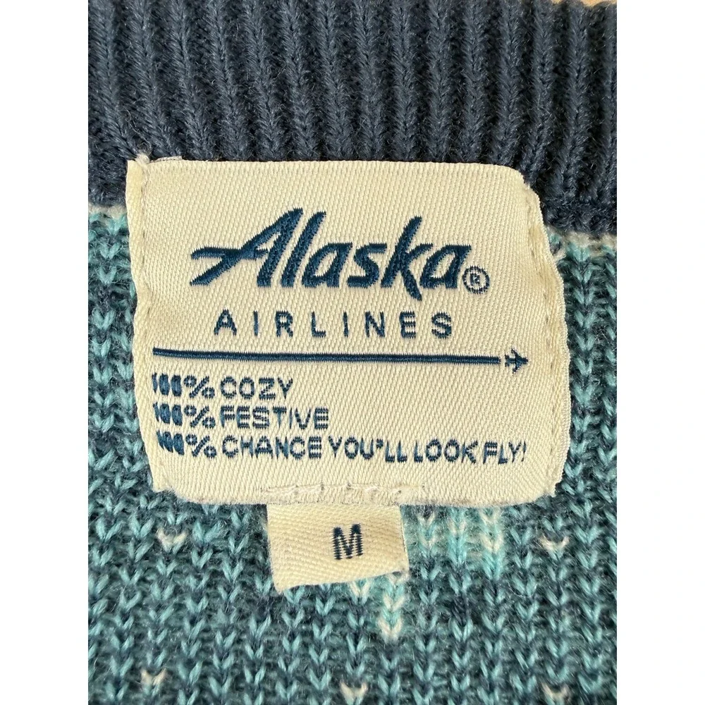 Alaska Airlines Medium Sweater Holiday Ugly Christmas Acrylic Airplane Reindeer